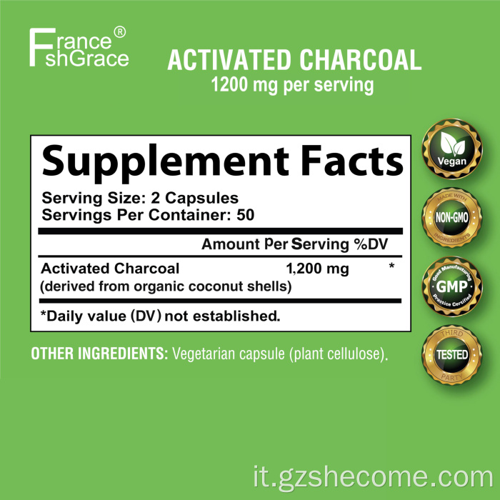 Capsule di carbone attivate ad alleviare il carbone attivo